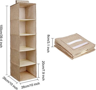 Підвісна полиця MaoXinTek, підвісна шафа для зберігання речей з 5 відділеннями, підвісна тканинна шафа, органайзер для одягу