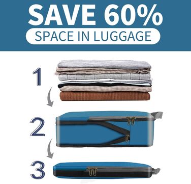 Набір компресійних органайзерів для одягу в дорогу Eono by Amazon, 4 шт, темно-синій — пакувальні куби для валізи та рюкзака