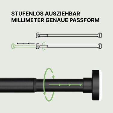 Карниз MEISENBERG без свердління 70-120см - Шторка телескопічна штанга - Душова штанга - - Натяжна штанга - 1 шт. (90-160см 1 шт. , чорна)