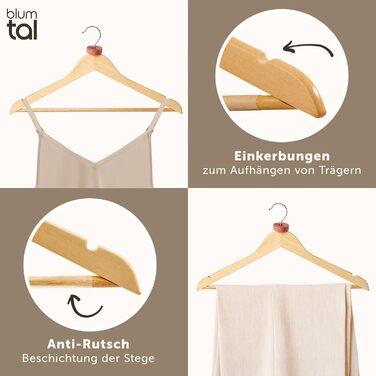Набір вішалок для одягу Blumtal, 40 шт. з дерева, з обертовим металевим гачком, захист від молі, антиковзаюча поверхня