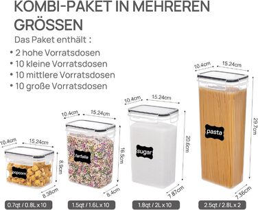 Набір контейнерів для зберігання Vtopmart з кришкою, 32 шт. - герметичні, BPA-free, для борошна, цукру, круп, з ручкою та етикетками