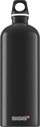 Вулична пляшка для пиття SIGG Traveller (1 л), що не містить забруднюючих речовин і герметична пляшка для пиття для піших прогулянок, легка спортивна пляшка для пиття з алюмінію (чорного кольору)