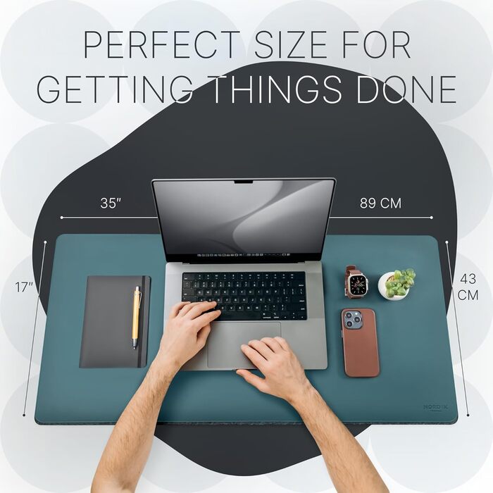 Шкіряний килимок для столу Nordik з органайзером для кабелів, великий килимок для миші та підкладка для письма (Сідло-коричневий/Темно-зелений, 89,9 x 43,2 см), преміум аксесуар для домашнього офісу