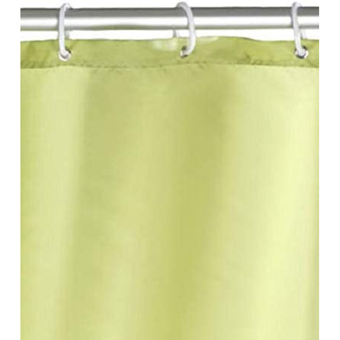 Шторка для душу проти цвілі Uni Anise Green - Антибактеріальна, яку можна прати, з 12 кільцями для штор для душу, поліестер, 180 x 200 см, анісовий зелений