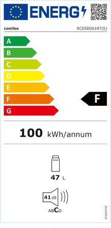 Міні-холодильник Comfee RCD50DK1RT(E) ретро, 47 л, 50 см, 100 кВтгод/рік, регульований, чорний