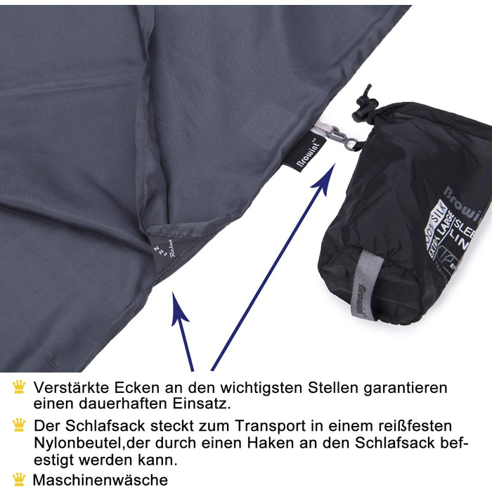 Коричневий шовковий спальний мішок, 100 натуральний шовковий спальний мішок, дуже широкий 220x110 см, 220x87 см, 185x87 см, спальний мішок з підкладкою, вкладиш, дорожній спальний мішок тонкий, легкий, компактний, з посиленими кутами. (сірий дорожній 220x