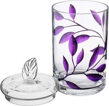 Декоративна скляна банка з кришкою - 29 см (фіолетова)