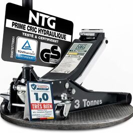 Гідравлічний домкрат NTG 3T з низьким профілем, сертифікований TÜV, для легкових авто та SUV (чорний)