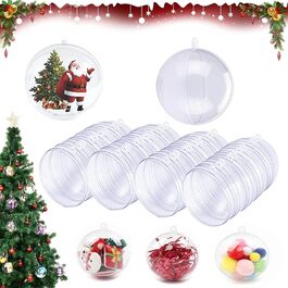 Прозорі різдвяні кульки, 6 см DIY акрилові ялинкові прикраси, що діляться, багаторазові, 20 шт.