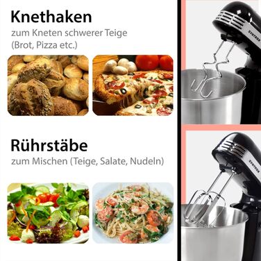 Німеччина Кухонний комбайн Кухонний комбайн Машина для замішування, Чаша для змішування 3 літри, Електрична машина для замішування тіста, Багатофункціональний кухонний комбайн