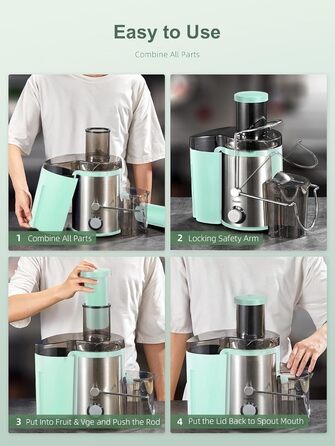 Шокер-віджимач Reemix для овочів та фруктів, професійний соковичавник з нержавіючої сталі, 800W, 3 швидкості, Aqua