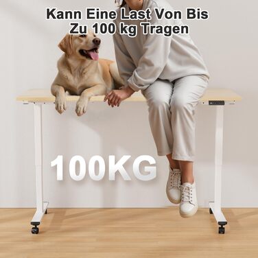 Регульований стіл JUMMICO з міцним підйомним механізмом (2 мотори, 3 пам'яті) 100x140 см, білий