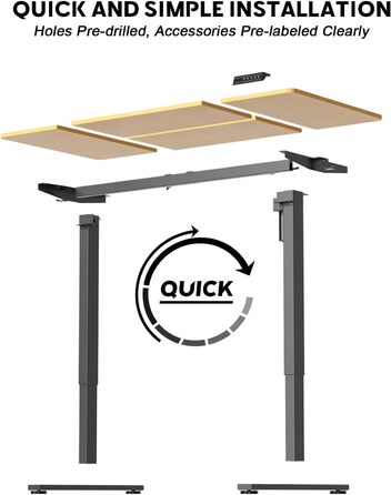 Регульований стіл, електричний, 120x60 см, 3 функції пам'яті, з кабелеуправлінням та гачками. Дерев'яний колір