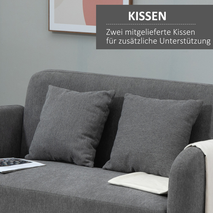 Диван-крісло HOMCOM Doppelsofa з подушками, регульованими підставками для ніг, велюровим поліестером, гумовим деревом, піною, двомісний, тканинне покриття | Aosom