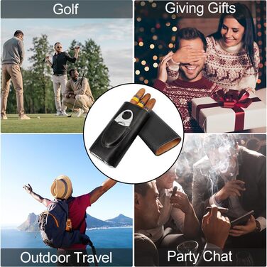 Чохол для сигар на 3 сигари, шкіряний з різаком для сигар з нержавіючої сталі, шкіряний чохол для сигар, вологозберігач для сигар, портативний вологозберігач для сигар для подорожей