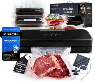 Вакууматор для продуктів BACHWERKE: вакуумний пакувальник з шириною шва 32 см, набором пакетів та рулоном плівки, чорний