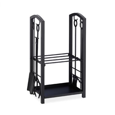 Relaxdays Полиця для дров з підставкою для столових приборів