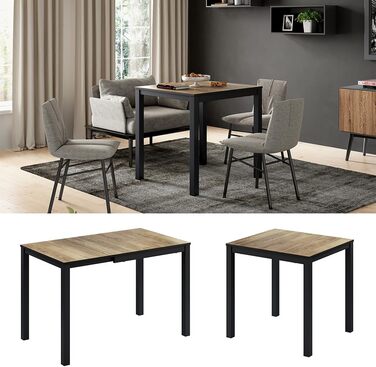 Розсувний обідній стіл Vicco Granny, 120x70 см, дуб/антрацит, 80-120x76x70 см