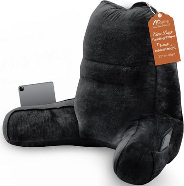 М'яке спинне крісло-подушка Sasttie для ліжка, рожеве, з кишенями та підлокітниками