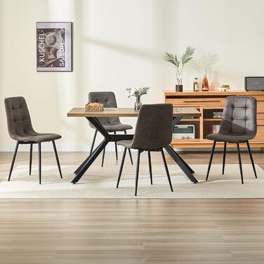 LEWE Комплект обідніх стільців для кухні та їдальні, сучасний дизайн, металеві ніжки, м'яке сидіння з технічної тканини (2 шт., темно-коричневий)