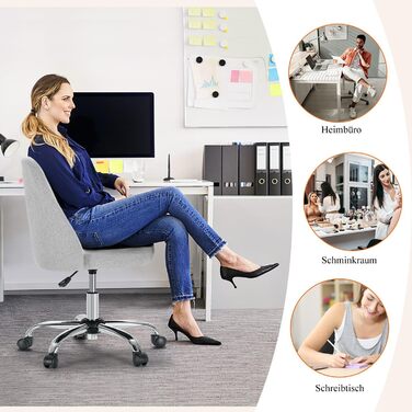 Офісний стілець Refined Living без підлокітників, комп'ютерний стілець на роликах, ергономічний стілець, вантажопідйомність до 113 кг, сірий колір