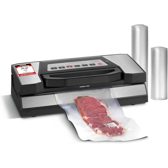 Вакууматор для продуктів CASO VRH 690 advanced: професійний вакуумний пакувальник, 20 л/хв, подвійний шов, вбудований різак, 150 циклів безперервно, з 2 рулонами плівки