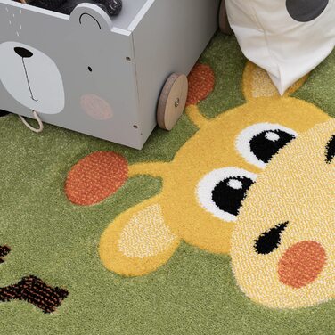 Домашній дитячий килим Paco для дитячої кімнати, джунглі, тварини, жираф, Лев, мавпа, бегемот, зелений, Розмір 200x290 см
