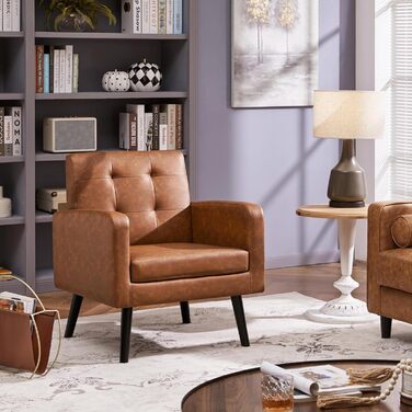 Крісло-мішок Yaheetech з підлокітниками, коричневе, з поліуретану, до 136 кг, для вітальні