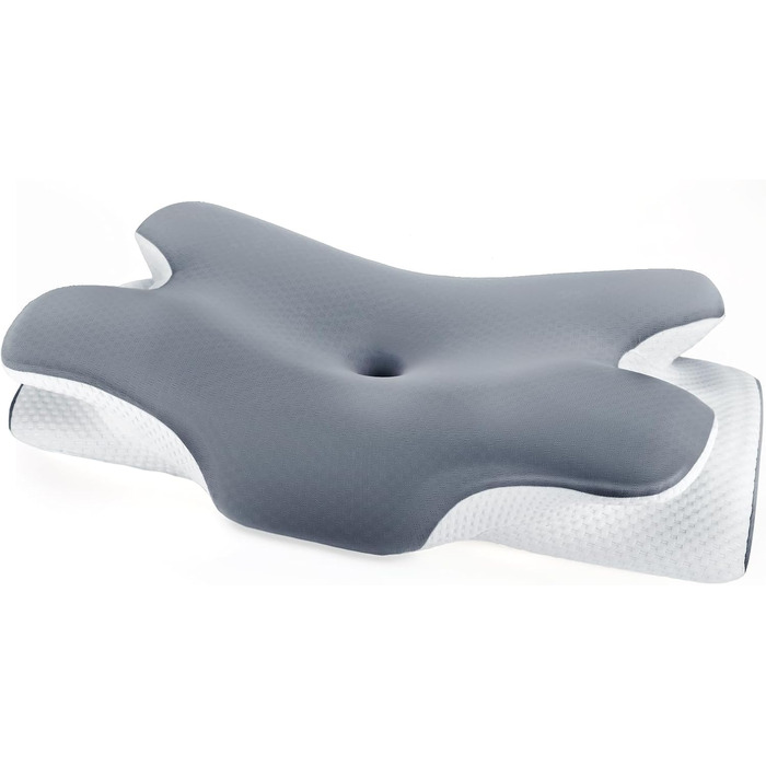 Ортопедична подушка для шиї LNZHAO з memory foam - підтримка для сну на боці, спині та животі - для зняття болю в шиї та плечей (темно-сіра)