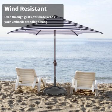 Підставка для парасольки на терасу, міцна, на колесах, до 45,4 кг, заповнювана, мобільна, квадратна, вітростійка, для деку, басейну, газону, чорна