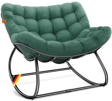 Крісло-гойдалка KESSER XXL для вулиці та дому, зелений, до 150 кг, з подушкою, ергономічне, для саду та балкону