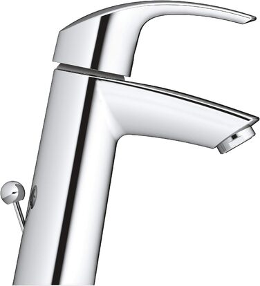 Змішувач для ванної кімнати Grohe Eurosmart, економічний, хром, з витяжною пробкою, 17 см, проста установка