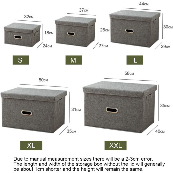 Ящик для зберігання тканинний ящик для зберігання коробка для зберігання аксесуарів для спальні органайзер ящик для зберігання з кришкою, (сірий комплект, м)