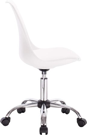 Робочий стілець WOLTU , стілець на коліщатках, офісний стілець, обертовий стілець, безступінчате регулювання по висоті, штучна шкіра, білий, BS39