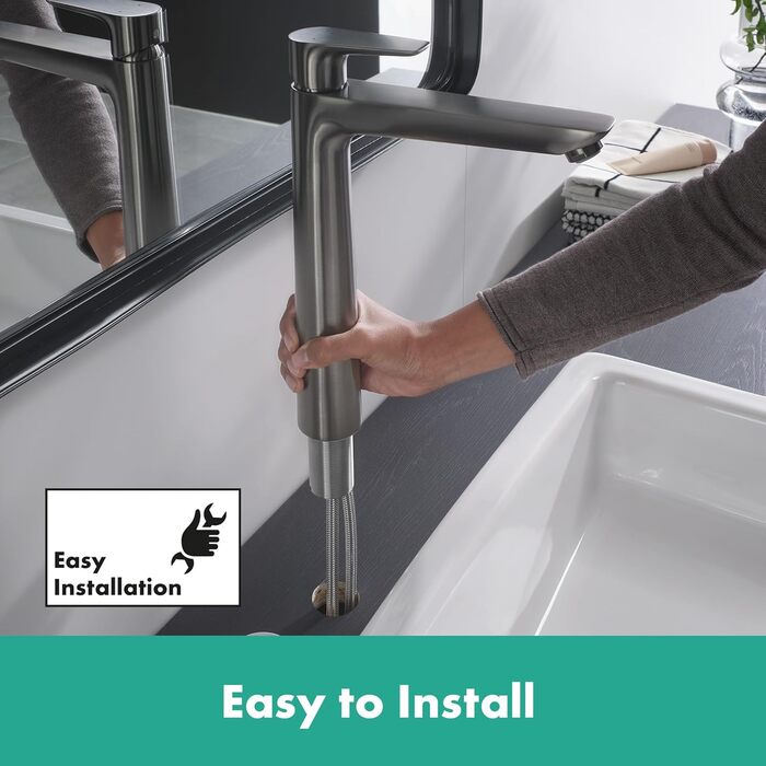 Змішувач для ванної кімнати Hansgrohe Talis E з висотою виливу 110 мм, економічний (EcoSmart), чорний матовий хром