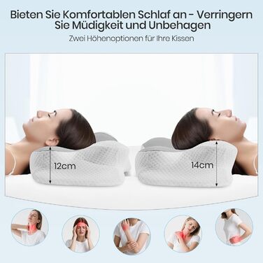 Подушка для шиї Donama з піною з пам'яті, подушка для сну на бік, спину та живіт (світло-сіра, 62 x 37 x 12 см)