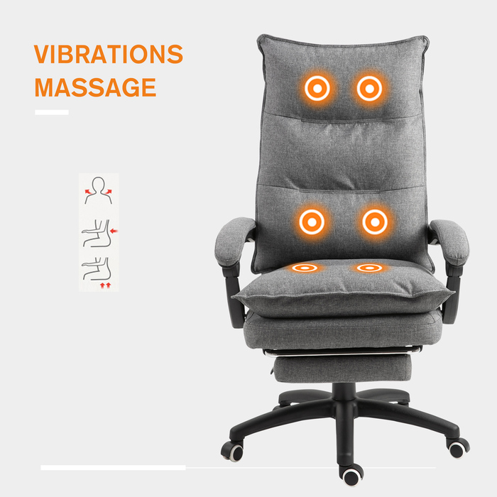 Офісне крісло Vinsetto Massage ергономічне з висувною підставкою для ніг, регулюється по висоті, чорне для комфорту в офісі
