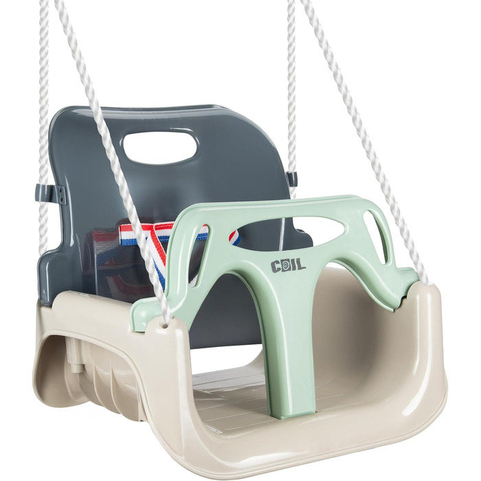 Дитяча гойдалка COIL 3-в-1 для дому та вулиці з регулюванням спинки, оливковий колір