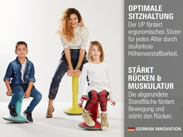 Ергономічний пуф Interstuhl UPis1 з ефектом гойдання - регульована висота, неслизьке дно та захист від перекидання - офісний пуф (Червоний, UP Junior)