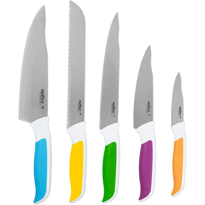 Набір ножів Zyliss E920247 Comfort 5-ти річний з бруском, японська сталь, кольоровий, для кухні
