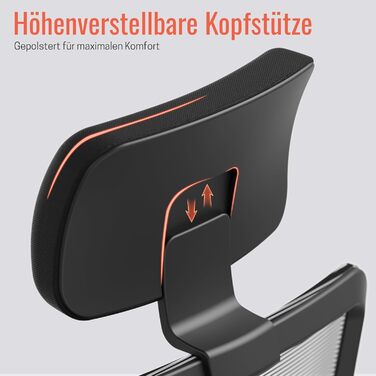 Яса Чейр Плюс: Ергономічне офісне крісло з підголівником, 2D-підтримкою попереку та 4D-підлокітниками | Переможець тесту! До 150 кг, чорний