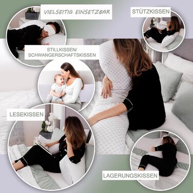 Ортопедична подушка для вагітних та сну з ефектом пам'яті (Memory Foam) з чохлом, охолоджуюча подушка для годування та підтримки тіла, 40 x 145 см