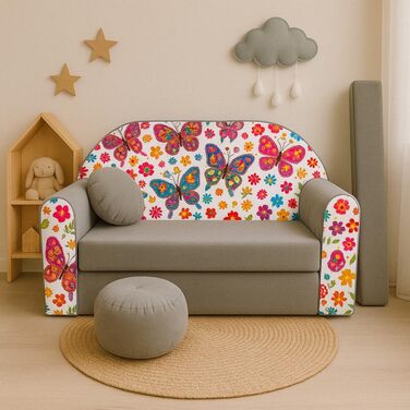 Дитяче диван-ліжко 3в1 з функцією висування, трансформер для дитячої кімнати, м'який пуф-крісло для дівчаток та хлопчиків, модель A33