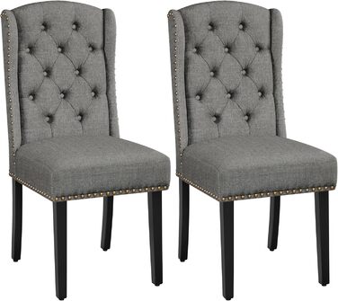 Набір кухонних стільців Yaheetech з крилатим спинком, оббитий стілець для їдальні, до 140 кг, сірий (2, світло-сірий)