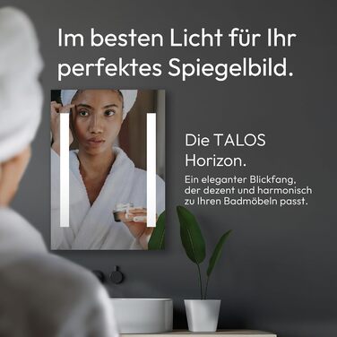 Дзеркало для ванної кімнати Talos Horizon LED 50x70 см з підсвічуванням, нейтрально-білим світлом та алюмінієвою рамою