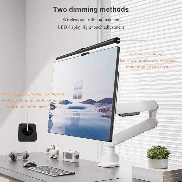 LED лампа для монітора 55 см з інтелектуальним керуванням USB, захист очей, торкання, регулювання температури кольору, для ПК, офісу