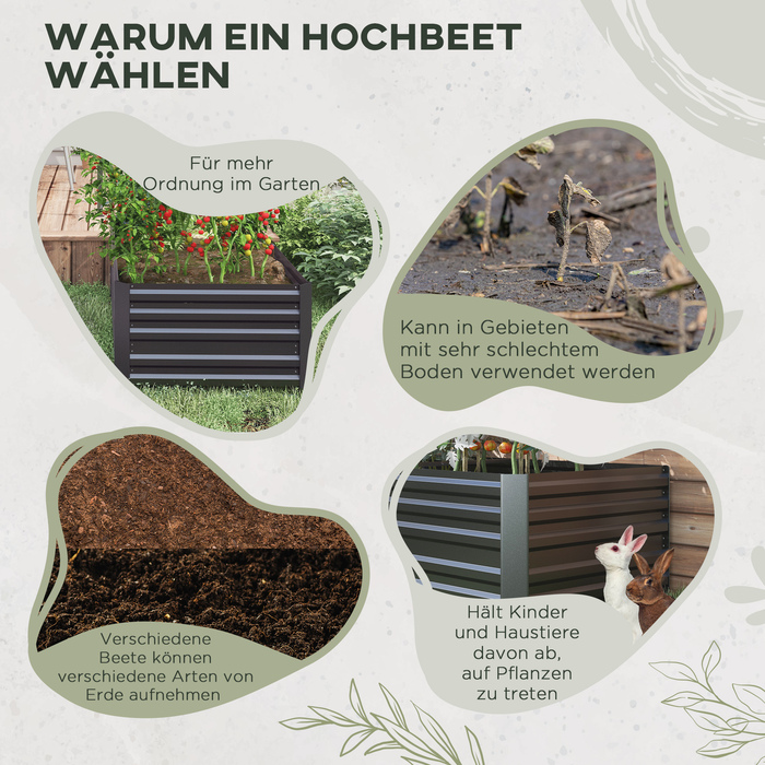 Гарний горщик для рослин, зручний квітник для посадки, догляду та вирощування, піднятий квітник, сталь, темно-сірий