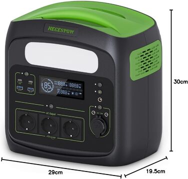 Портативна електростанція NECESPOW N7576 700W (пікова 1400W) 483.84Wh з 3 розетками AC, LiFePO4 акумулятор, чиста синусоїда, USB-C PD100W, сонячний генератор для кемпінгу, дому, CPAP