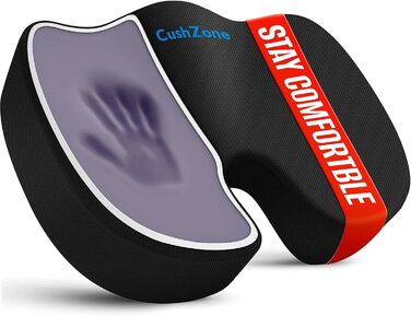 Подушка для сидіння CushZone для офісного крісла, автокрісла, з Memory Foam для полегшення болю в куприку (чорна)