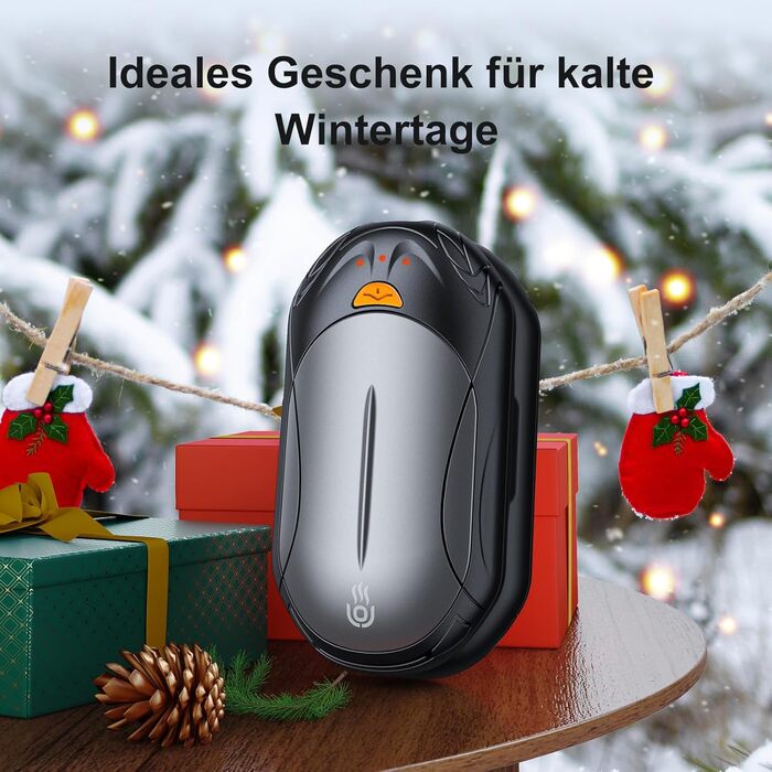 Електричні грілки для рук OUTJUT 6000mAh, 2 шт., USB, портативні, 3 режими нагріву, для спорту, кемпінгу, подарунок (сірий, чорний)